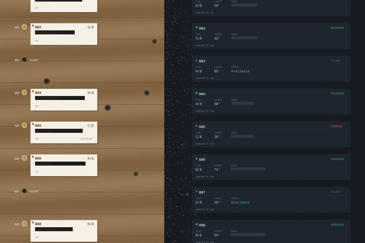 Tidal Inventory — transition from physical mooring board to digital dashboard